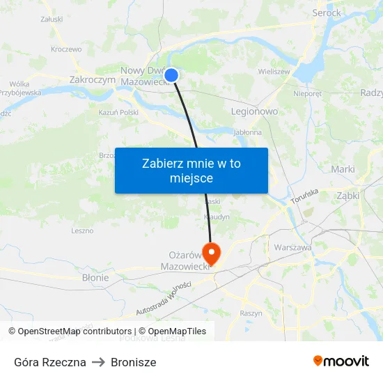Góra Rzeczna to Bronisze map