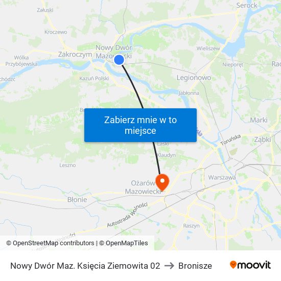 Nowy Dwór Maz. Księcia Ziemowita 02 to Bronisze map