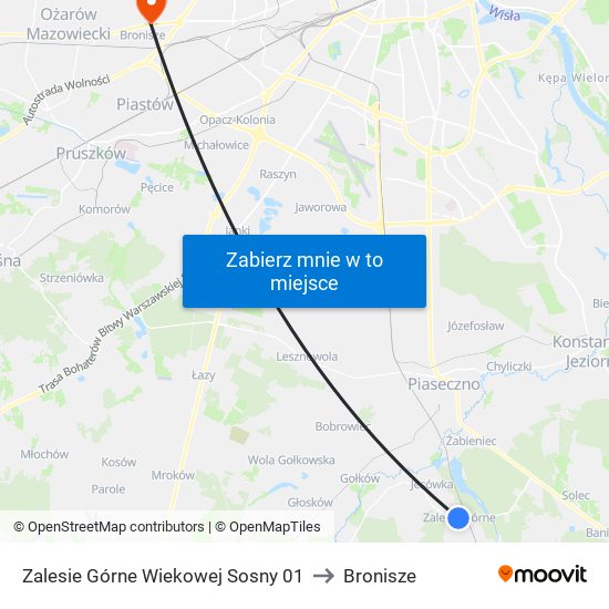 Zalesie Górne Wiekowej Sosny 01 to Bronisze map