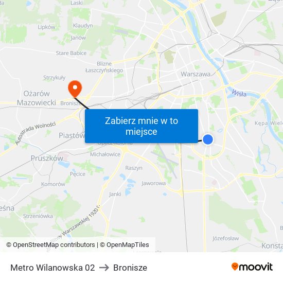 Metro Wilanowska 02 to Bronisze map