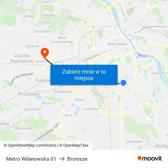 Metro Wilanowska 01 to Bronisze map