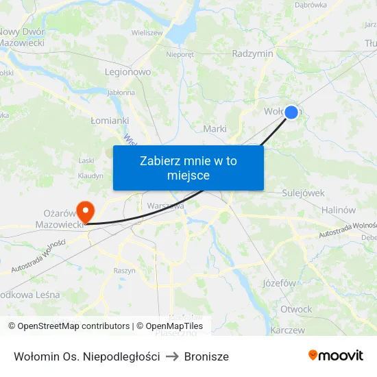 Wołomin Os. Niepodległości to Bronisze map
