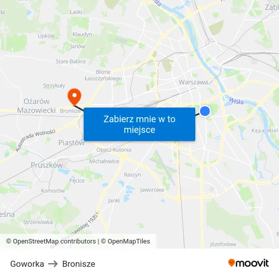 Goworka to Bronisze map