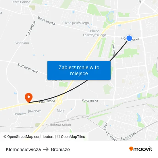 Klemensiewicza to Bronisze map