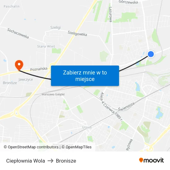 Ciepłownia Wola to Bronisze map