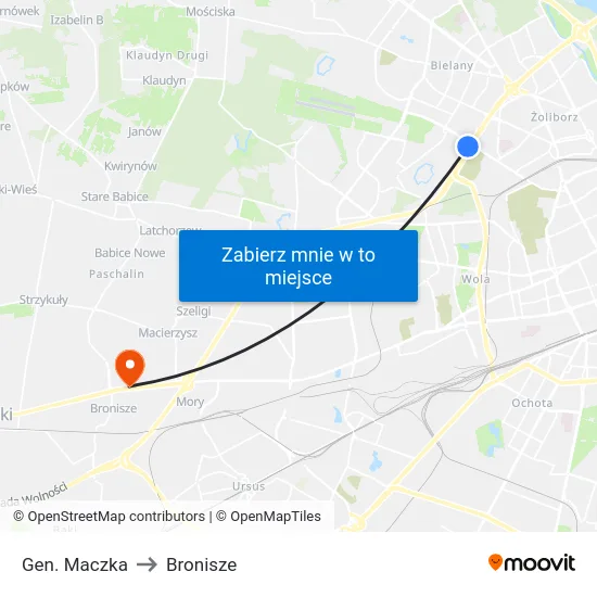 Gen. Maczka to Bronisze map