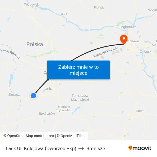 Łask Ul. Kolejowa (Dworzec Pkp) to Bronisze map