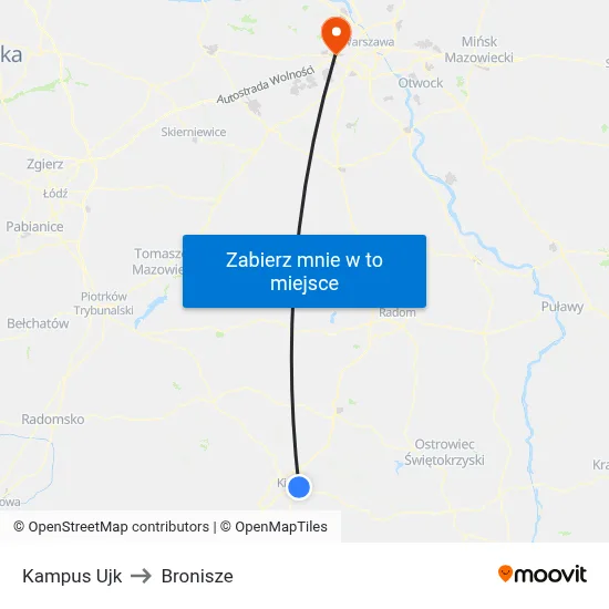 Kampus Ujk to Bronisze map