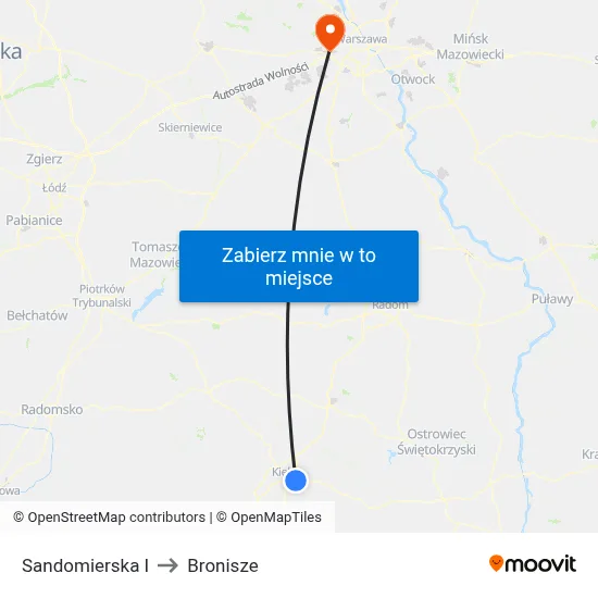 Sandomierska I to Bronisze map