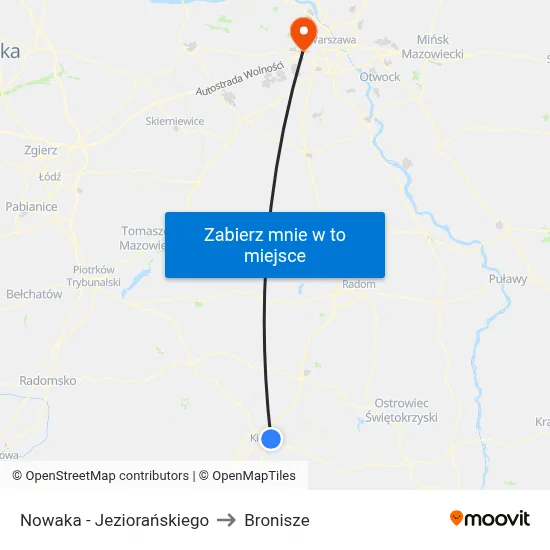 Nowaka - Jeziorańskiego to Bronisze map