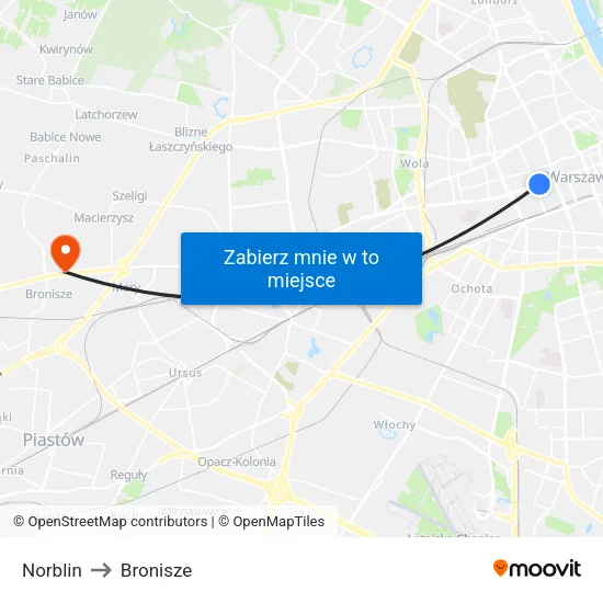 Norblin to Bronisze map