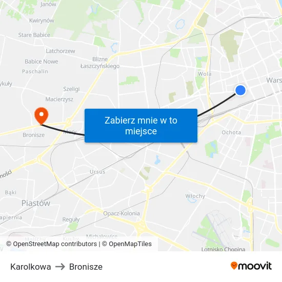 Karolkowa to Bronisze map