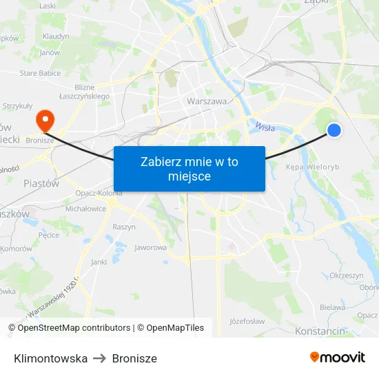 Klimontowska to Bronisze map