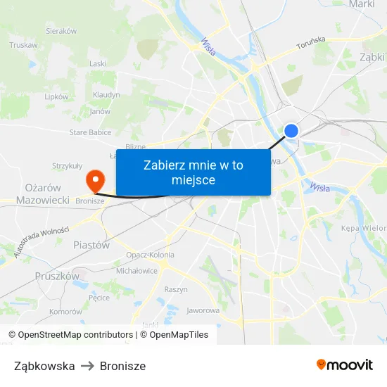 Ząbkowska to Bronisze map