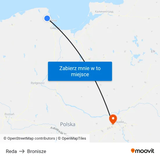 Reda to Bronisze map