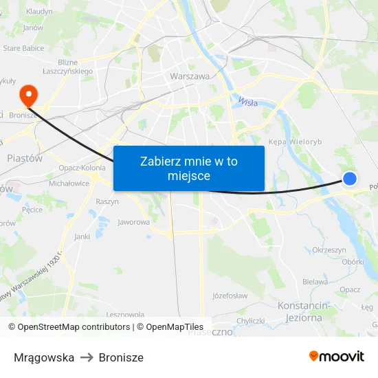 Mrągowska to Bronisze map