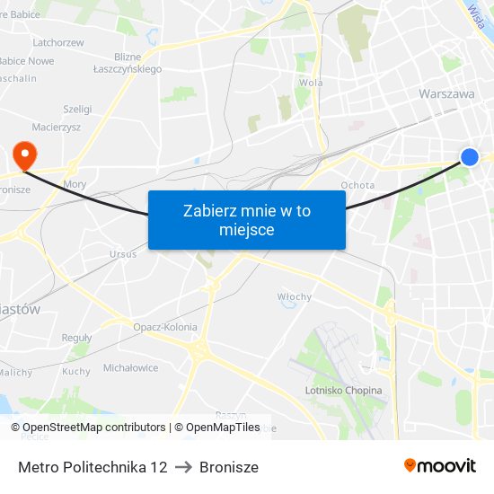 Metro Politechnika 12 to Bronisze map