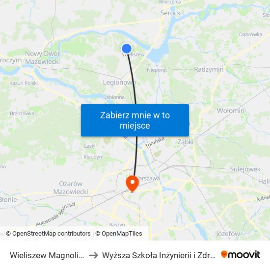 Wieliszew Magnolii 01 to Wyższa Szkoła Inżynierii i Zdrowia map