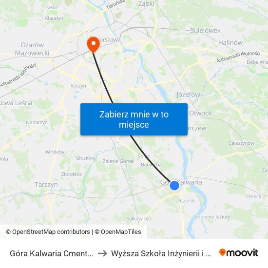 Góra Kalwaria Cmentarz 01 to Wyższa Szkoła Inżynierii i Zdrowia map