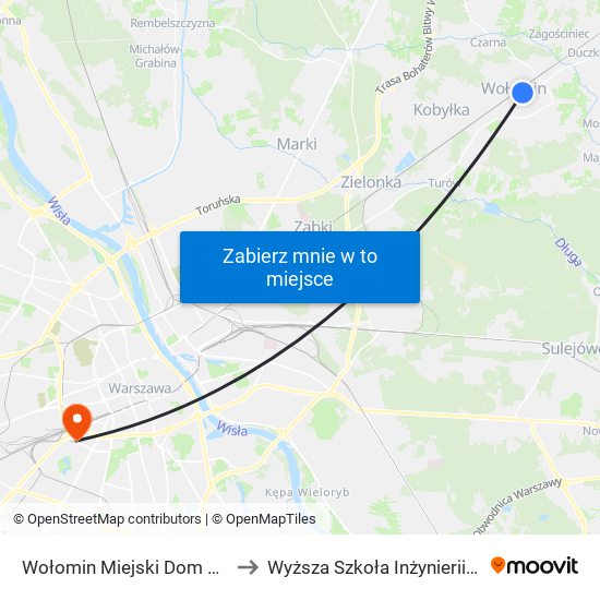 Wołomin Miejski Dom Kultury 02 to Wyższa Szkoła Inżynierii i Zdrowia map