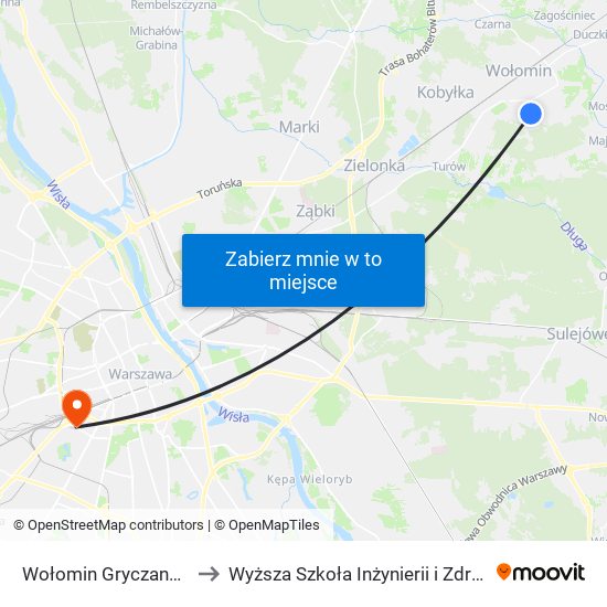 Wołomin Gryczana 02 to Wyższa Szkoła Inżynierii i Zdrowia map