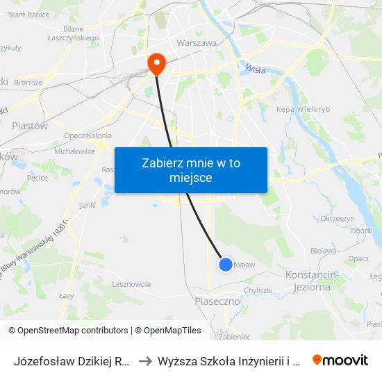 Józefosław Dzikiej Róży 01 to Wyższa Szkoła Inżynierii i Zdrowia map