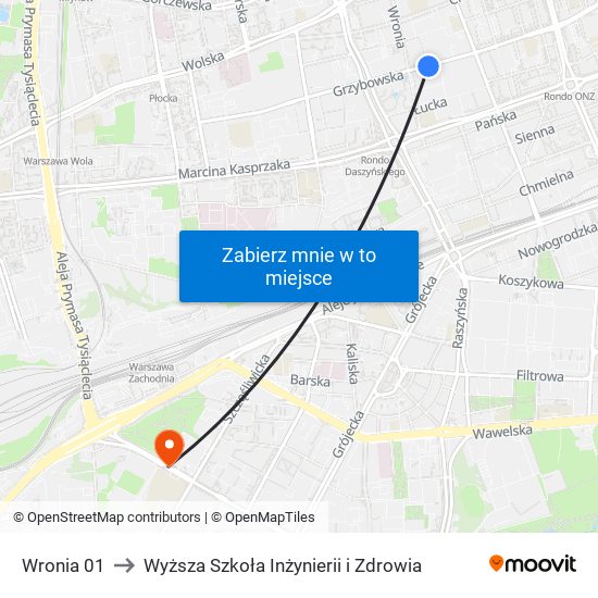 Wronia to Wyższa Szkoła Inżynierii i Zdrowia map