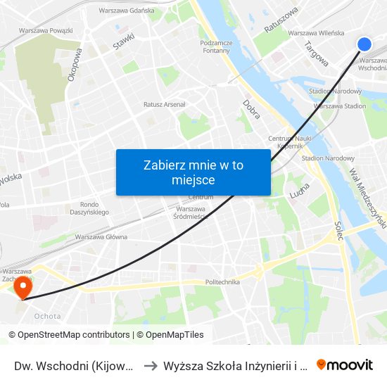 Dw. Wschodni (Kijowska) 15 to Wyższa Szkoła Inżynierii i Zdrowia map