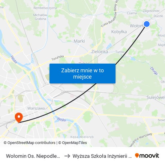 Wołomin Os. Niepodległości 03 to Wyższa Szkoła Inżynierii i Zdrowia map