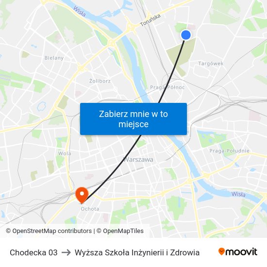 Chodecka to Wyższa Szkoła Inżynierii i Zdrowia map