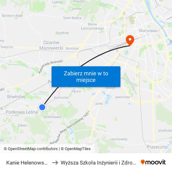 Kanie Helenowskie to Wyższa Szkoła Inżynierii i Zdrowia map