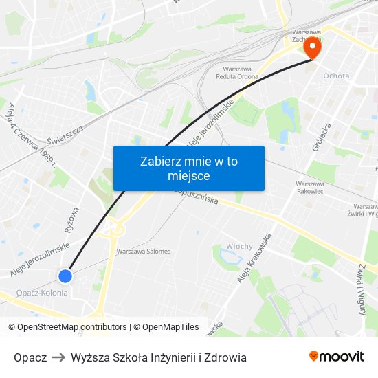 Opacz to Wyższa Szkoła Inżynierii i Zdrowia map