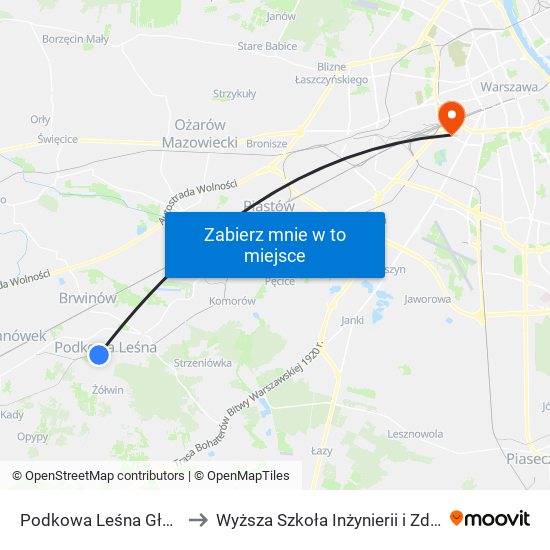 Podkowa Leśna Główna to Wyższa Szkoła Inżynierii i Zdrowia map