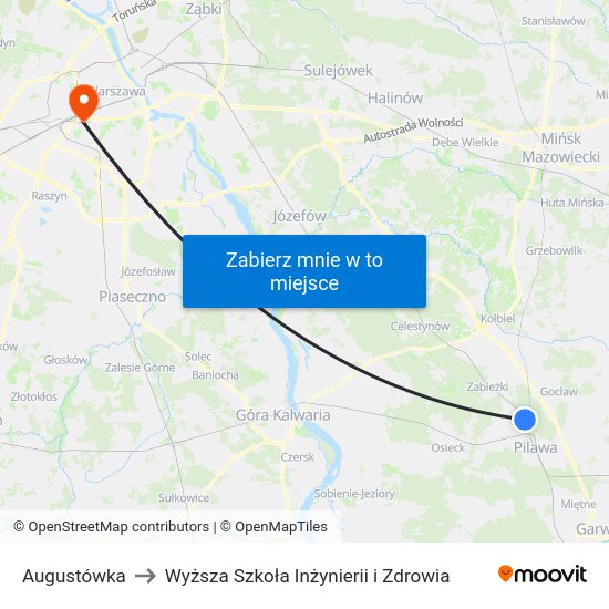 Augustówka to Wyższa Szkoła Inżynierii i Zdrowia map