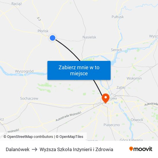 Dalanówek to Wyższa Szkoła Inżynierii i Zdrowia map