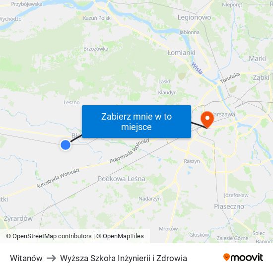 Witanów to Wyższa Szkoła Inżynierii i Zdrowia map