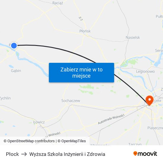 Płock to Wyższa Szkoła Inżynierii i Zdrowia map