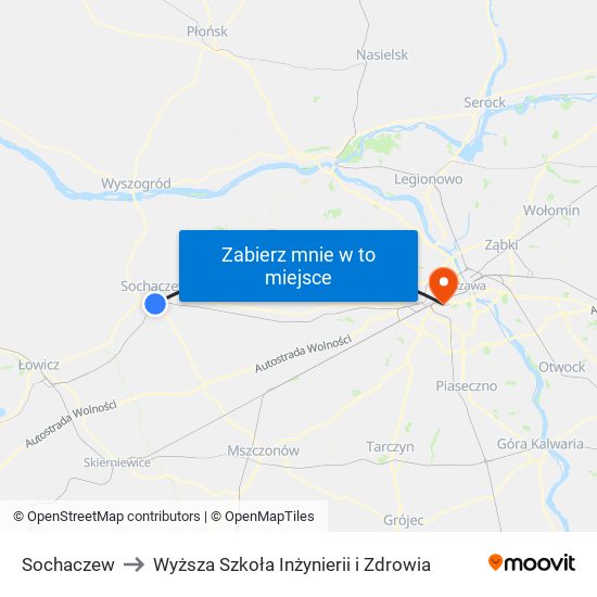 Sochaczew to Wyższa Szkoła Inżynierii i Zdrowia map