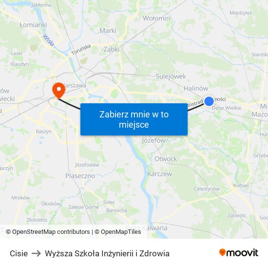 Cisie to Wyższa Szkoła Inżynierii i Zdrowia map