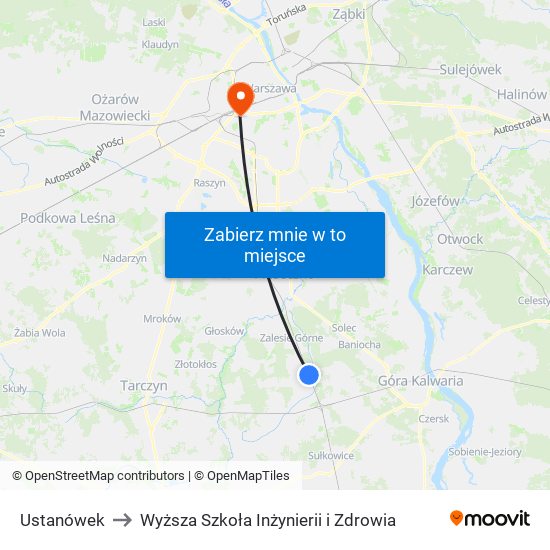 Ustanówek to Wyższa Szkoła Inżynierii i Zdrowia map