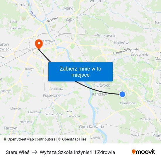 Stara Wieś to Wyższa Szkoła Inżynierii i Zdrowia map