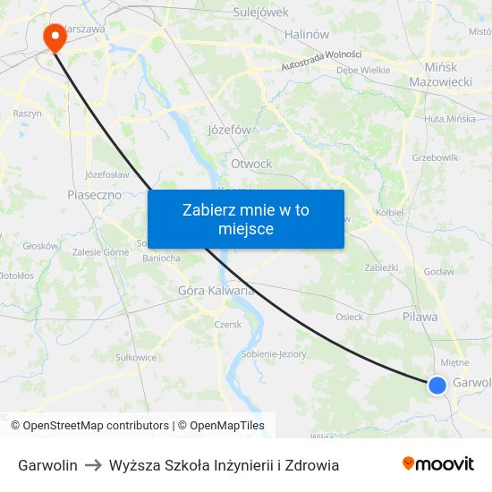 Garwolin to Wyższa Szkoła Inżynierii i Zdrowia map