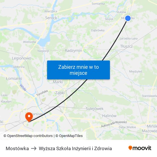 Mostówka to Wyższa Szkoła Inżynierii i Zdrowia map