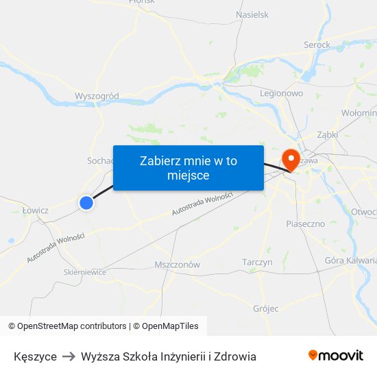 Kęszyce to Wyższa Szkoła Inżynierii i Zdrowia map