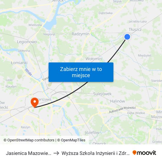 Jasienica Mazowiecka to Wyższa Szkoła Inżynierii i Zdrowia map