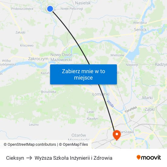 Cieksyn to Wyższa Szkoła Inżynierii i Zdrowia map