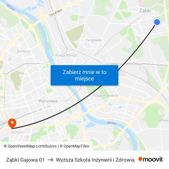 Ząbki Gajowa 01 to Wyższa Szkoła Inżynierii i Zdrowia map