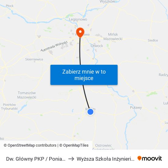 Dw. Główny PKP / Poniatowskiego to Wyższa Szkoła Inżynierii i Zdrowia map