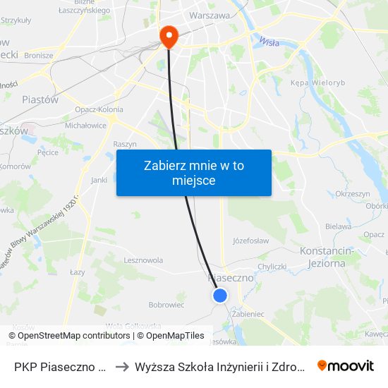 PKP Piaseczno 07 to Wyższa Szkoła Inżynierii i Zdrowia map