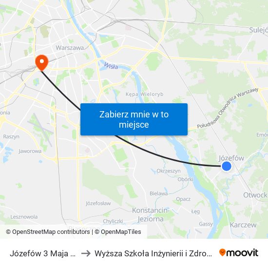 Józefów 3 Maja to Wyższa Szkoła Inżynierii i Zdrowia map